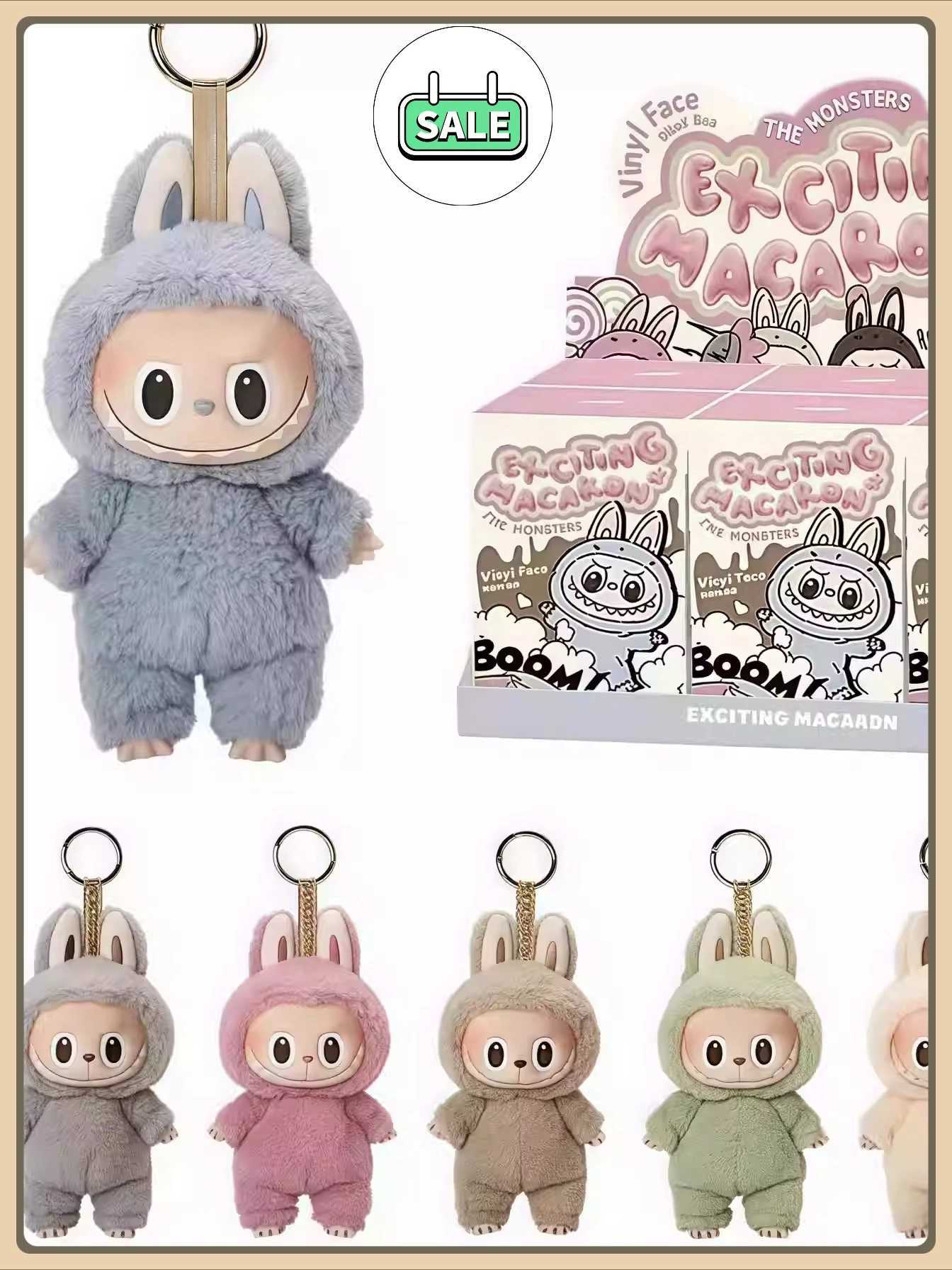 Labub Heartbeat Macaron Sit Down Big Into Energy V1 V2 V3 Series Surprise Blind Box Plush Keychain Childrens Birthday Gift M250527