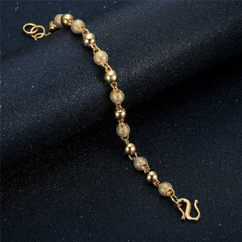 Punk Womens Chain Bracelet Wholesale Braslet 18cm Gold Color Beads Bracelets for Women Vintage Wristband Jewelry Gift 2025 W250526