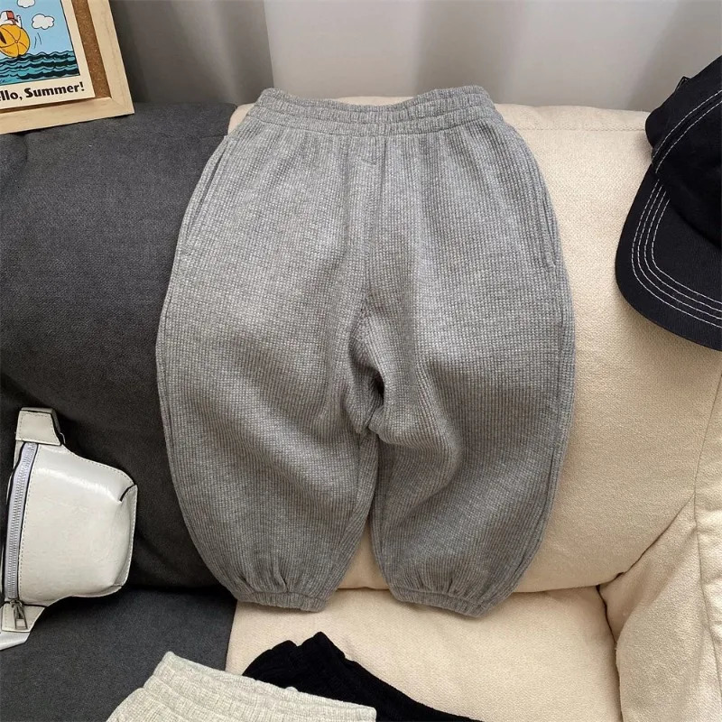 Spring Autumn Fashion Boys Trousers Pants Solid Color for Girls Kids Casual Style Kid Clothes 250527
