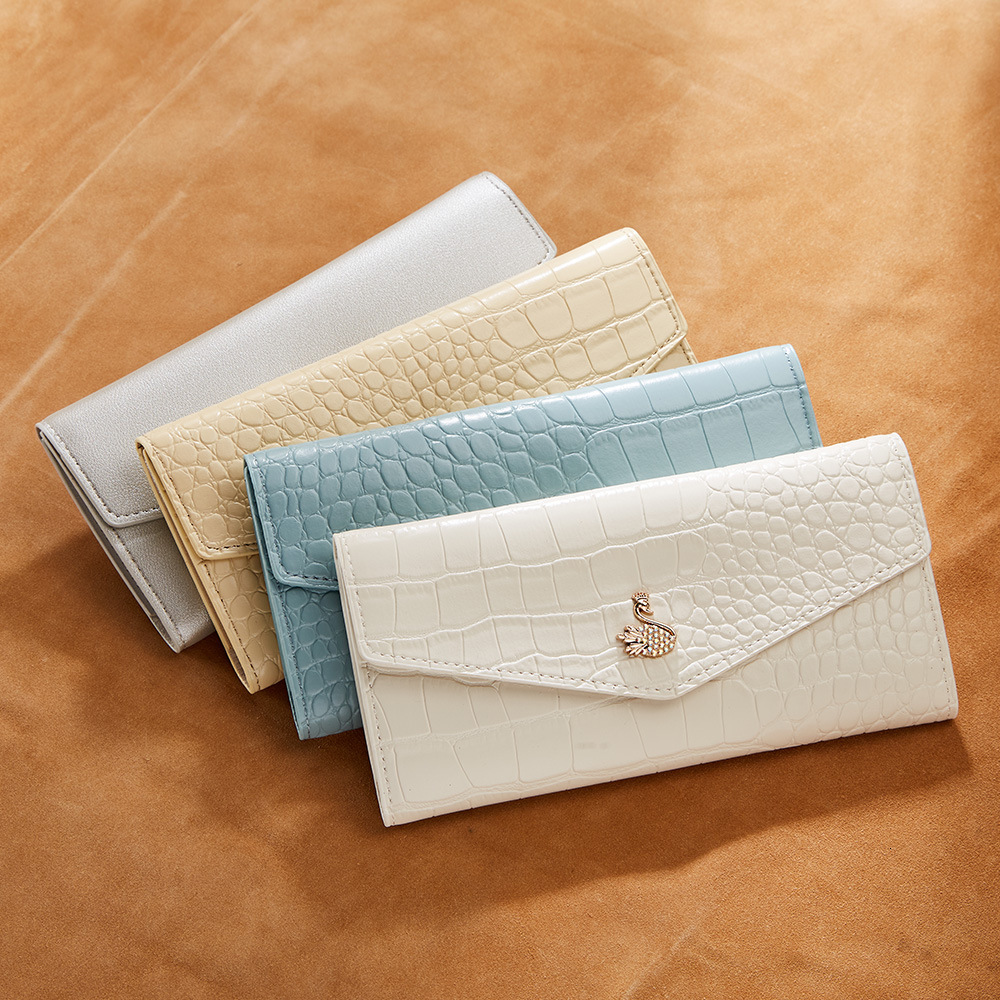 New women's long wallet ultra-thin fashion little swan multi card slot transparent ID card wallet designer men's wallet
