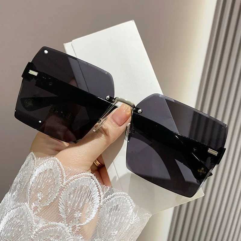 2PCS Gradient Lens Rimless Sunglasses for Men and Women Cut Edge Glasses for Outdoor Eyewear UV400 Protection Z250527