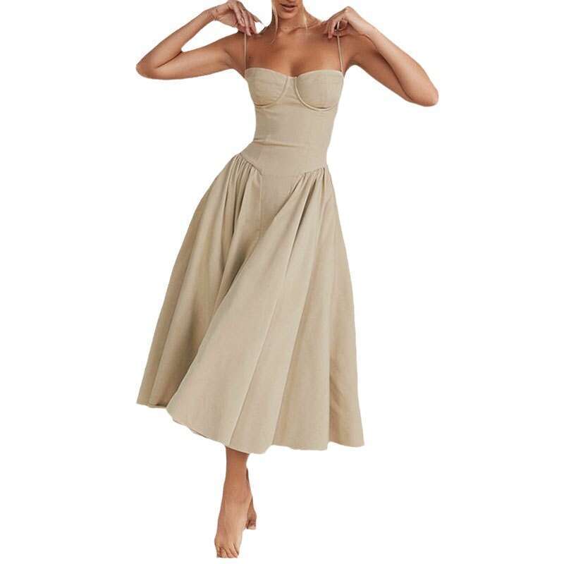 Summer Strapless New Waist-Cinching Fashion Sexy Red Slip Dress for Women