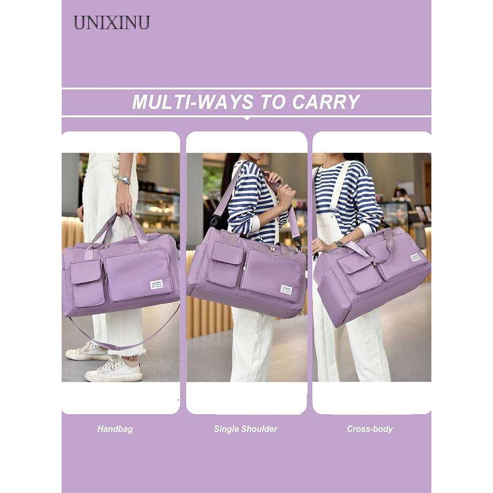 UNIXINU Carry On Travel Bag Large Capacity Weekender Overnight Duffle with Shoe Compartment Sports Fiess Bags for Women