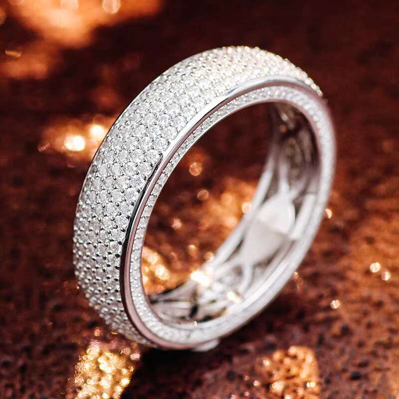 Handmade 18K 14K 10K White Gold Loose Moissanite Stones Hiphop Jewelry Fashion Rings Men Rings Jewelry for Boyfriends Husband