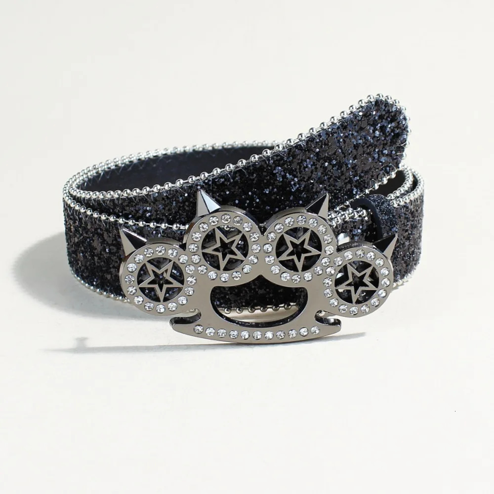 2025 Trendy Belt Personalized Skull Youth Shining Belt Womens Button Casual Pants Belt Spot Wholesale 250520