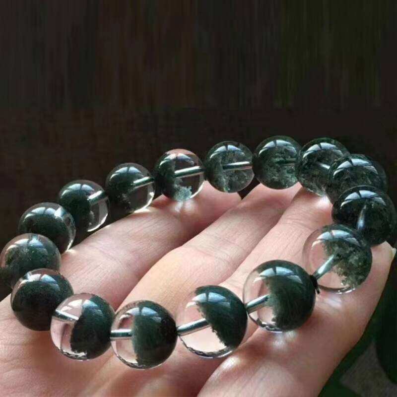 Natural Crystal Quartz Green Phantom Bracelet Treasure Bowl Beads Lucky Stone
