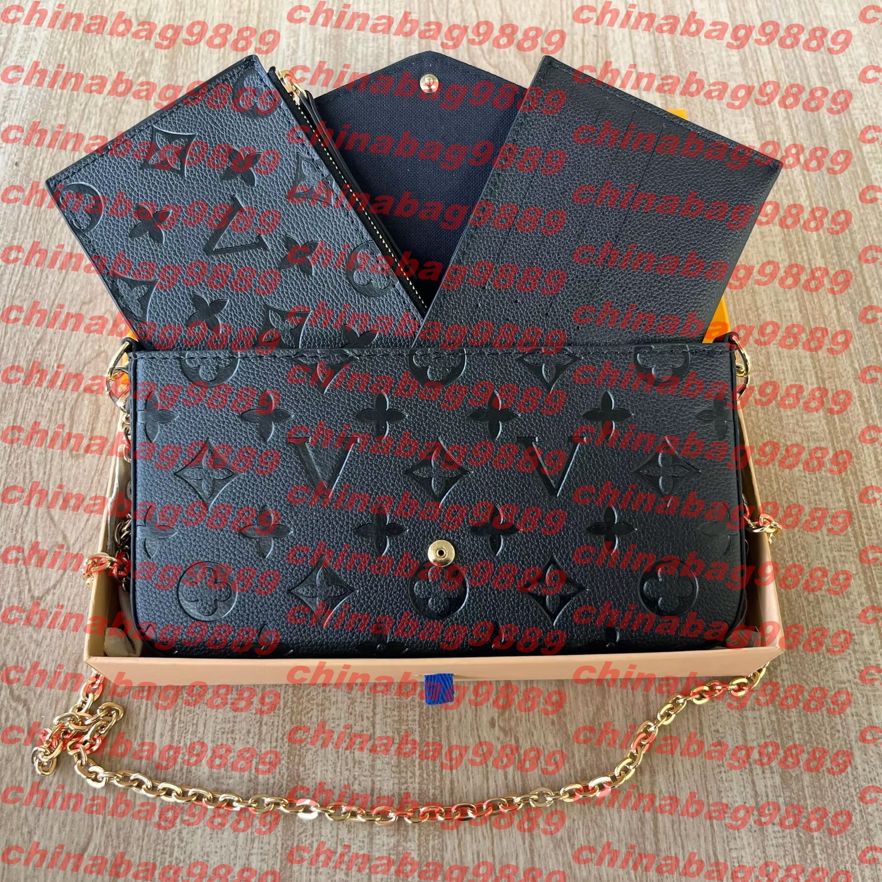 61276 With Box Luxurys Designer Tote Bags Women Crossbody Leather Purse Fashion Flower Lady Multi FELICIE POCHETTE Chain Shoulder Bag Ladies Handbag Wallets