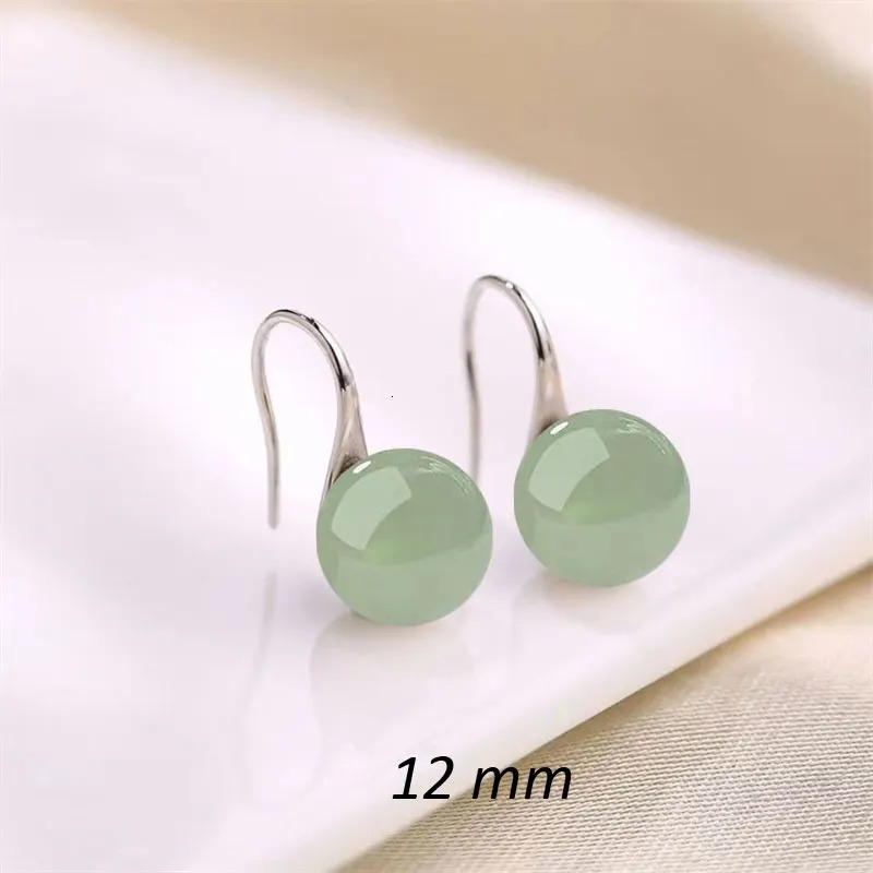 Senlissi- Retro 8-12mm Natural an Jade Earrings 925 Sterling Silver Stud 18k Earrings for Women Jewelry Gifts C2202578250522