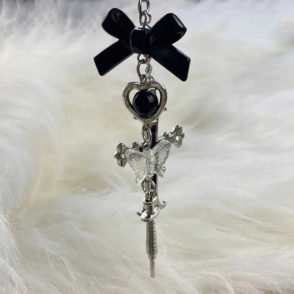 Gothic Butterfly Cross Phone Pendant Keychain Charm Bow Heart Girl Punk Chain Lanyard for IPhone Personality Accessories Gifts W250526