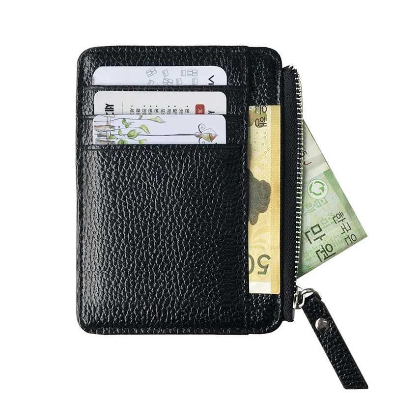1PCS Mens Ultra Thin Mini Business Bank Holder Wallet Simple Black Women Small Coin Cards Cover Pouch Case Bag Z250527