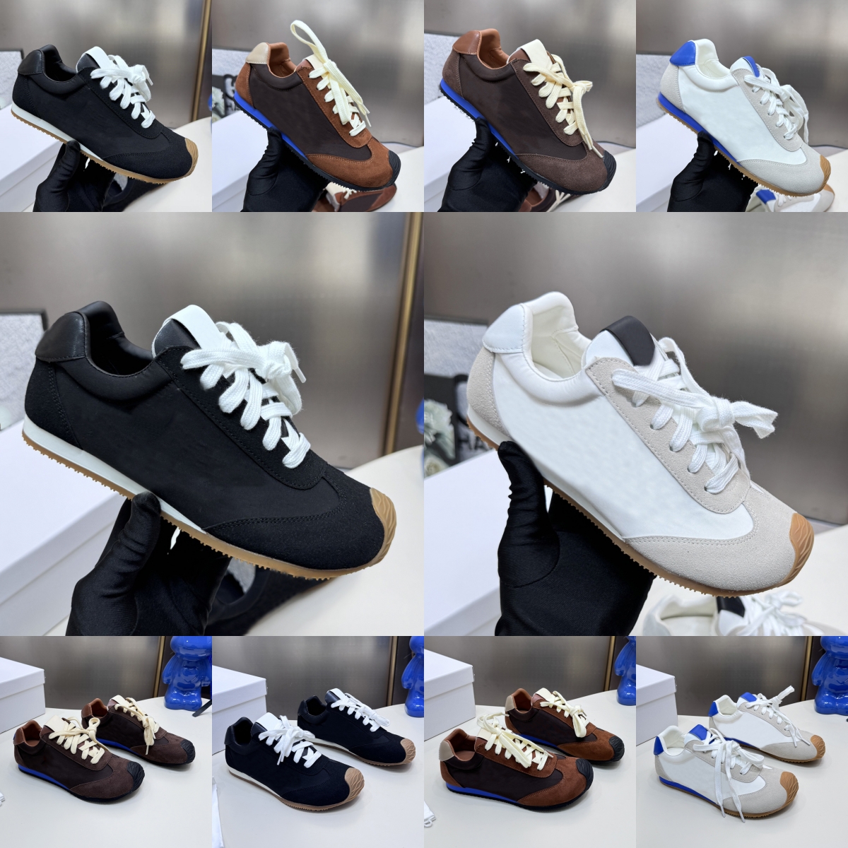 Runner 2.0 Men Women Casual Shoes Luxury Trainer Designer Sneaker Nylon Leather Black White Red Dark Brown Pink Lady Platform Trainers Sneakers J