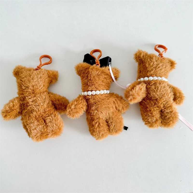 15cm Lovely Bear Doll Plush Keychain Fashion Maillard Bear Backpack Pendant Cute Girls Women Bag Accessories Car Keyring Gifts W250526