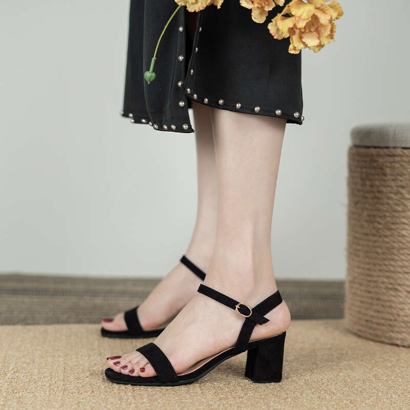 One-Strap Sandals for Women with Thick 2025 Summer New Soft Sole Fashion Fairy Style Internet Celebrity High Heels Women's Shoes