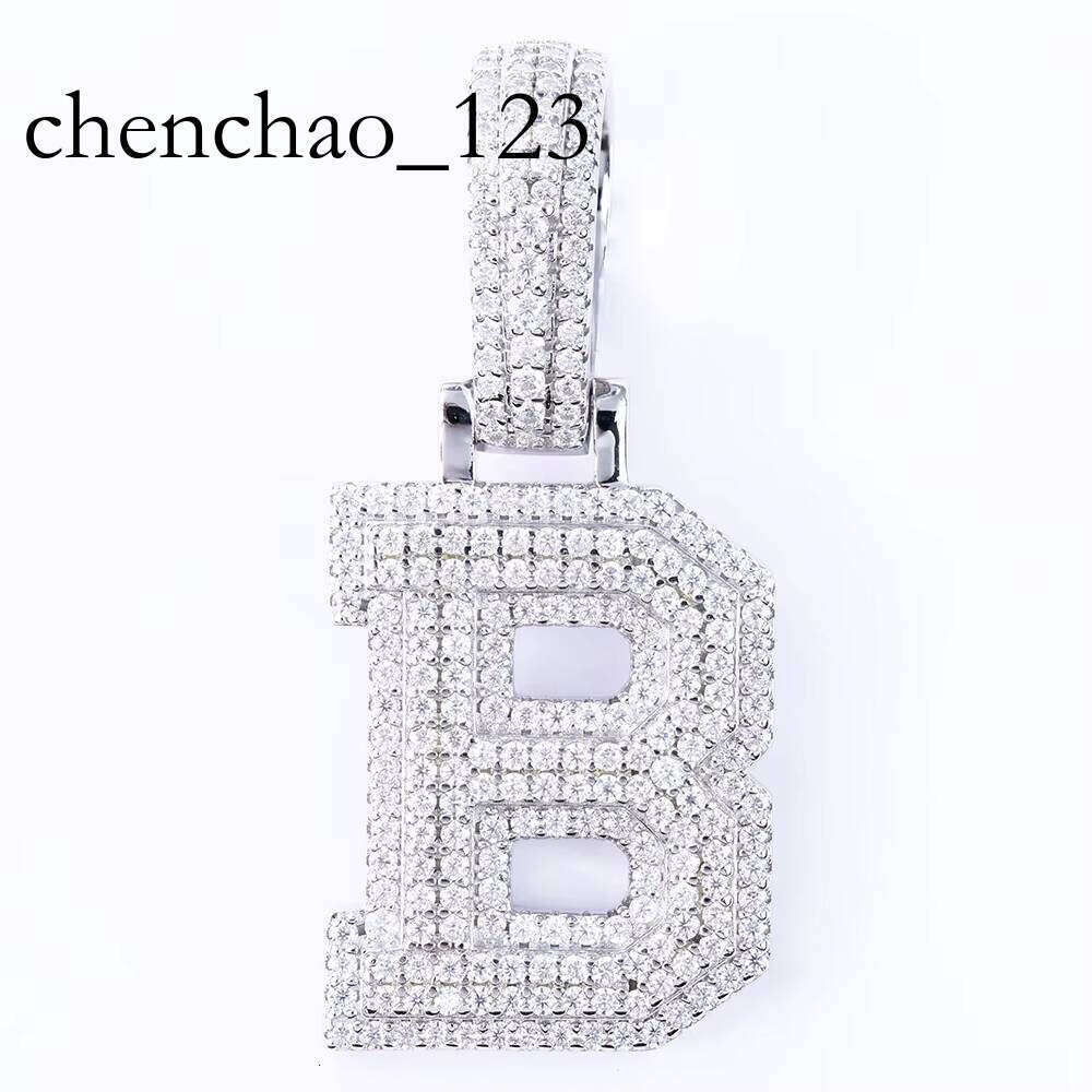 New Design Men Hip Hop Jewelry Sterling Sier Iced Out Mossanite Moissanite Initial B Letter Pendant with Necklace Chain