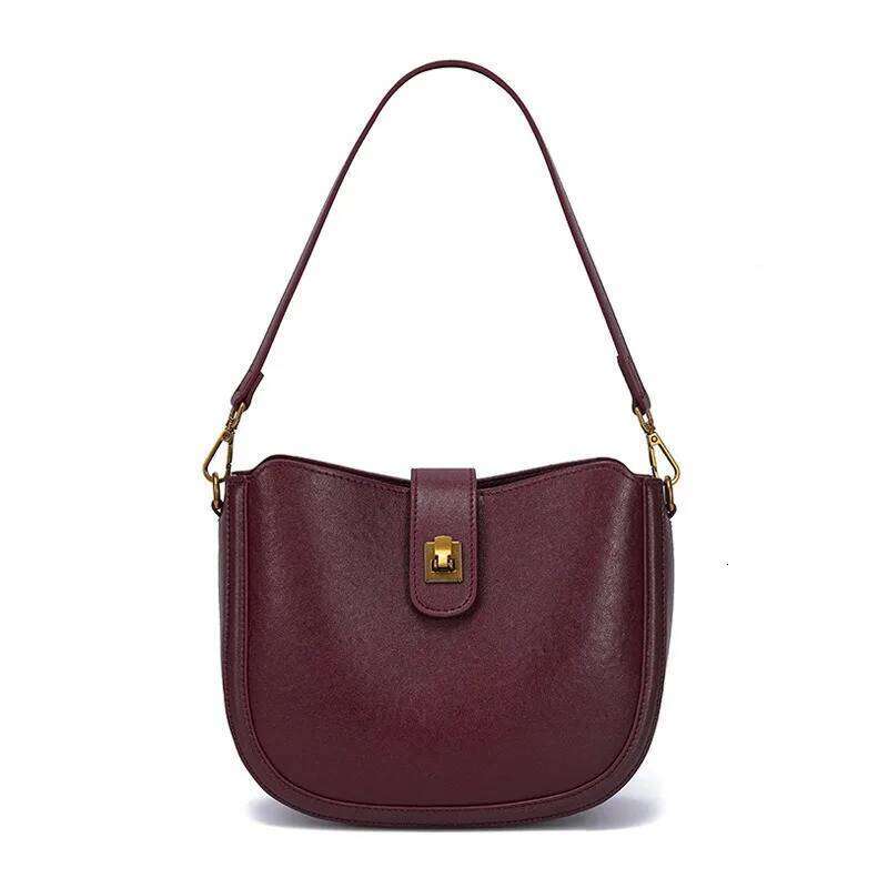 Free Shopping Cowhide New Trend Fashionable Saddle Retro Shell Versatile High-End Single Shoulder Crossbody Bag