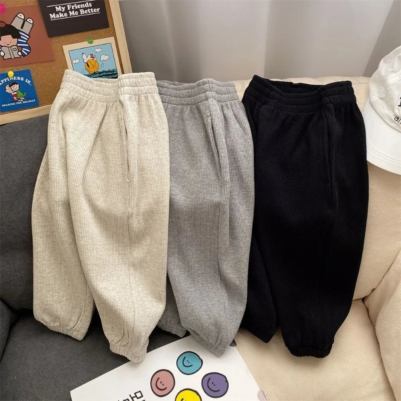 Spring Autumn Fashion Boys Trousers Pants Solid Color for Girls Kids Casual Style Kid Clothes 250527