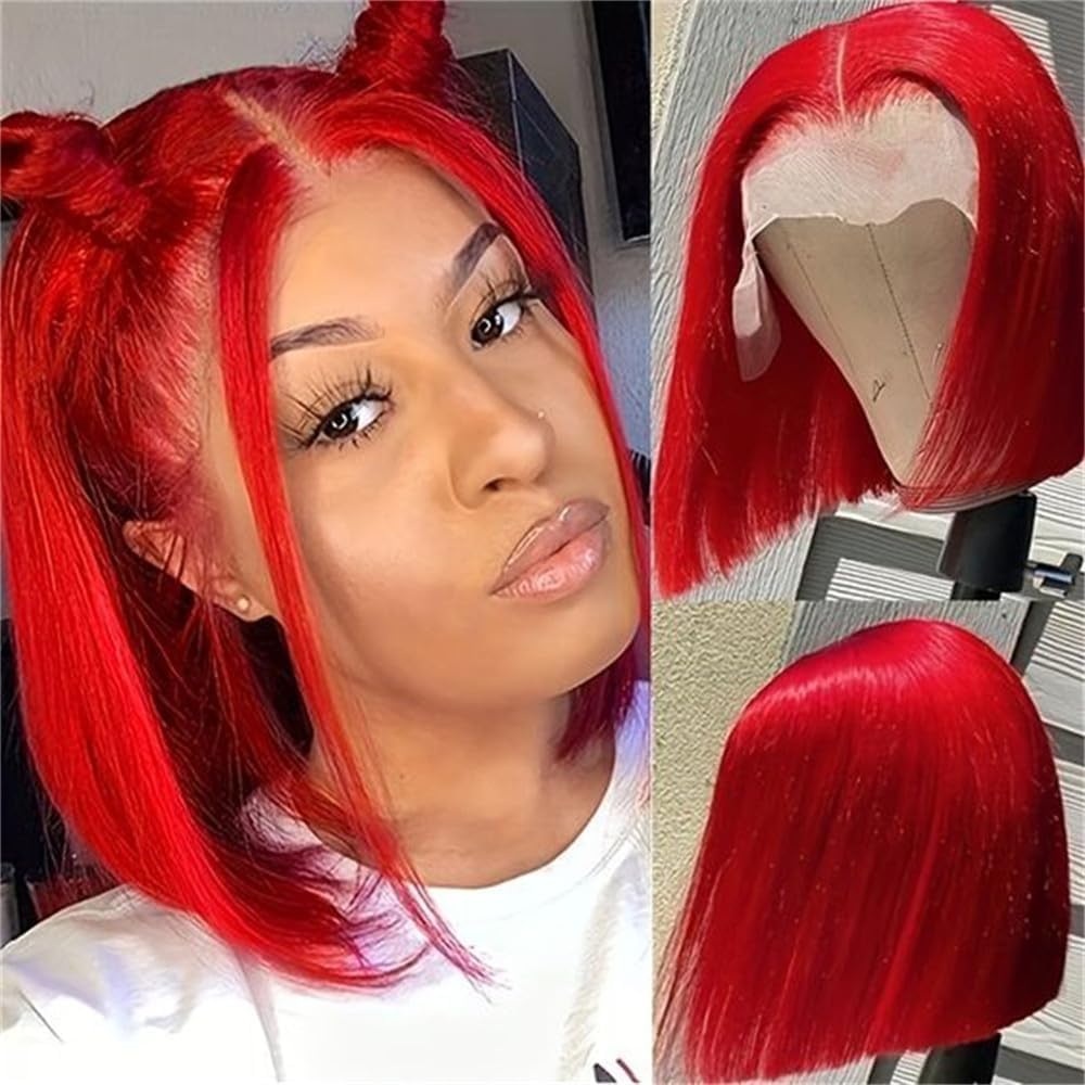 Orange Short Hair Simulation Human Hair Wigs for Women Wear and Go Brazilian Daily Use Hair 13X4 Lace Frontal Wig HD Transparent Lace Bob Wigs Natural