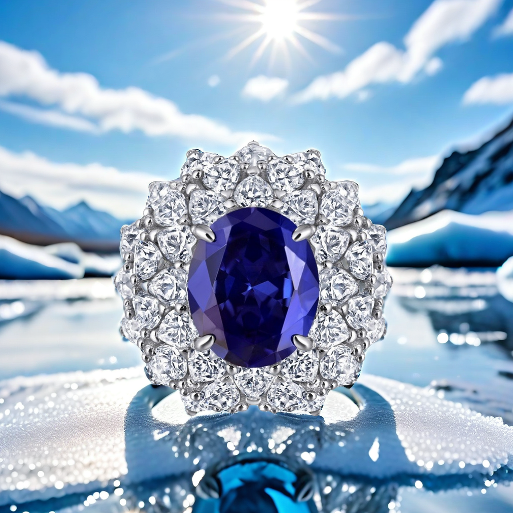 6CT 10*12 S925 sterling silver high carbon diamond cultivated sapphire Royal Blue ring finely elegant individualistic fashionable hotselling designer 