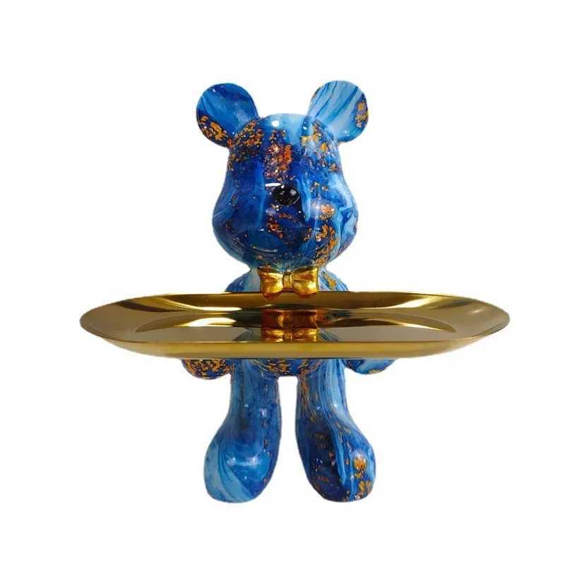 21cm Graffiti Bear Ornament Figurine Home Decoration Animal Statue Keys Storage Shelf Modern Room Sculpture Table Decor Gift Y250524