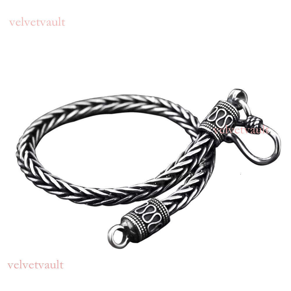 Real Pure Sterling Sier Jewelry Mens Vintage Handmade Braided Chain Bracelet