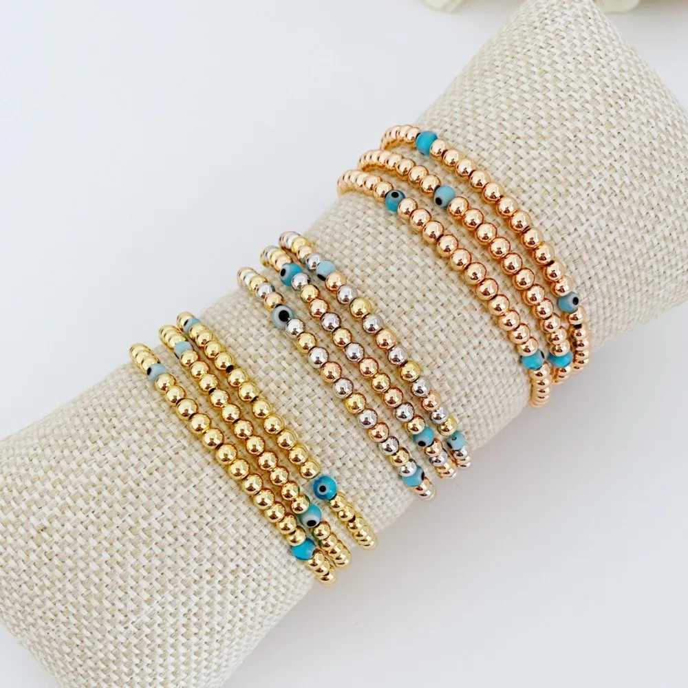 KKBEAD Bracelets 18K Gold Plated Waterproof Evil Eye Bracelet Beaded Stretch Jewelry for Women Accessories Pulseras Mujer W250526