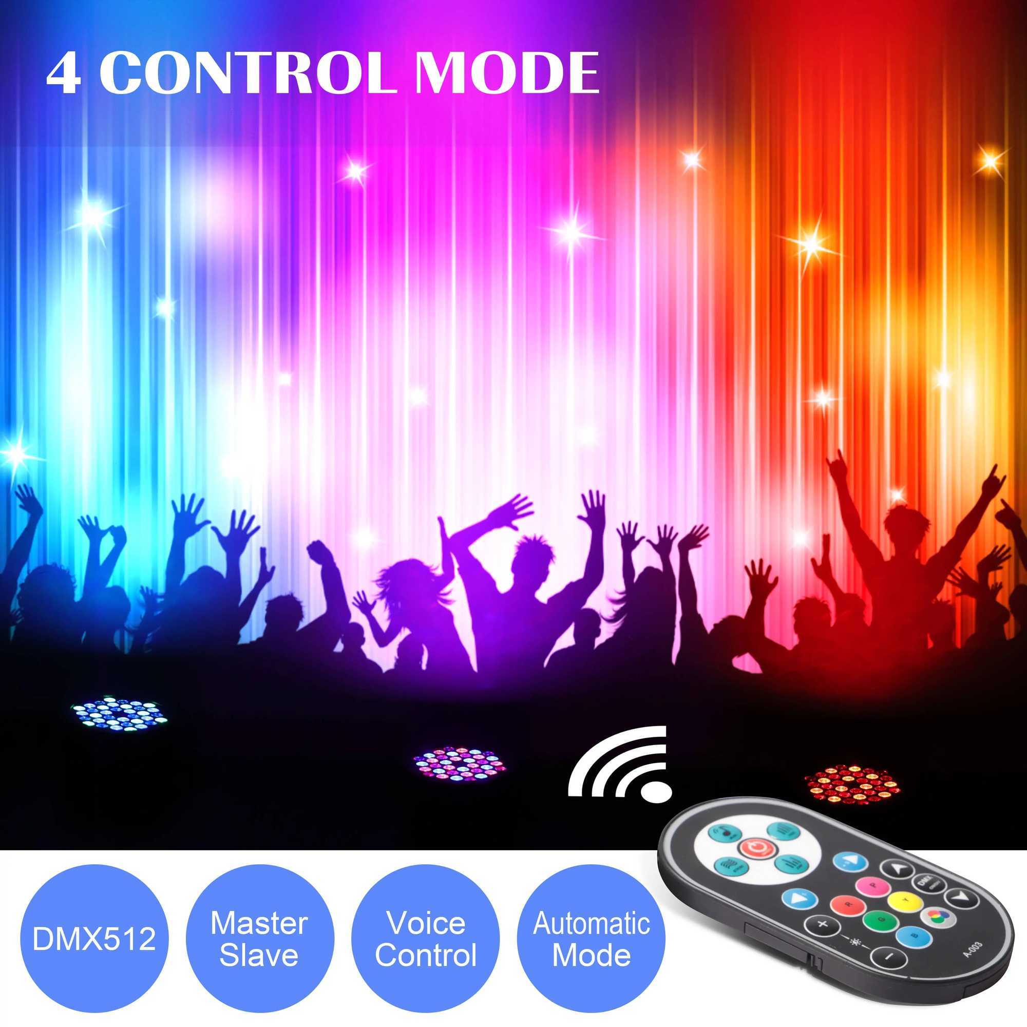 Datewink 4PCS Flat Par Lights With Bag 36LEDs RGB Stage Lighting Effect DMX512 For DJ Disco Karaoke Wedding Party Club ChristmasXJ250527