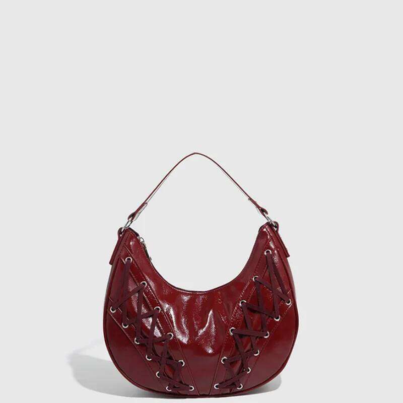 Women's Bags Designer Y2k Retro Eyelet Saddle Maillard Pleated Rivet Armpit Top Quality Fashionable Cool Leather Shoulder Bag