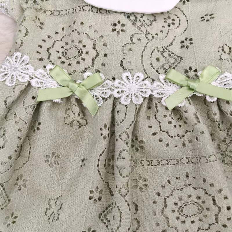 Pet Green Small Flower Hollow Skirt Trendy Thin Design