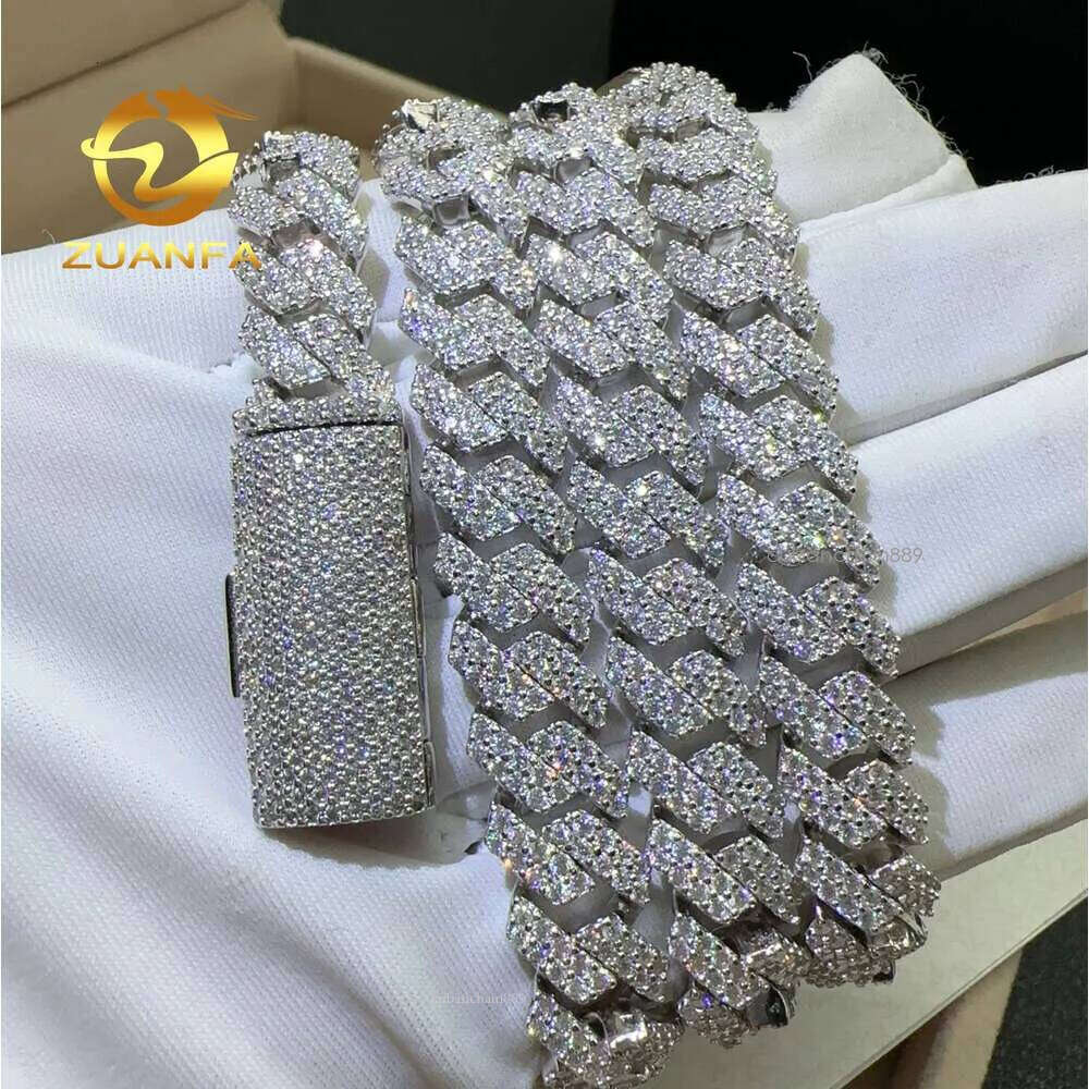 pendant necklaces designer for men Fine jewelry pass dia tester iced out Miami necklace Sterling Sier 14mm cuban link chain moissanite