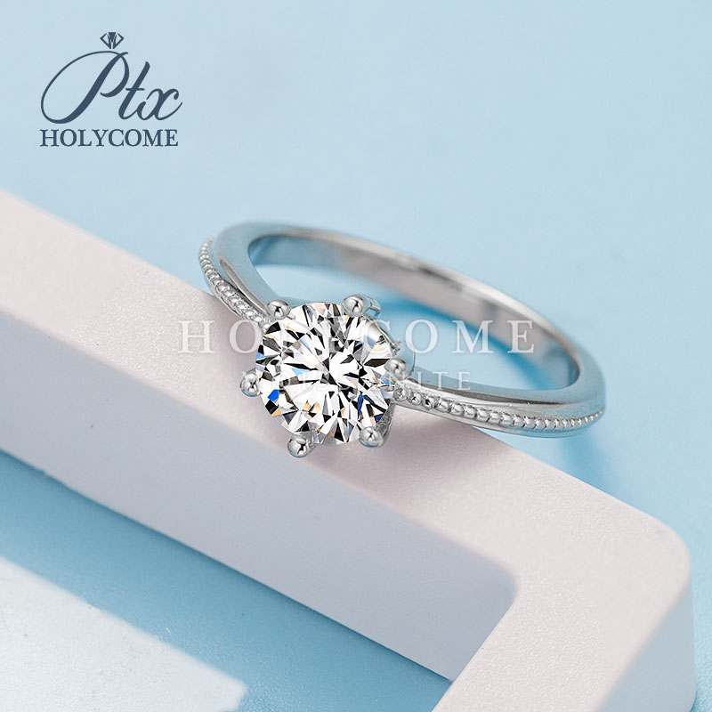 Handmade Wedding Band Classic Design Ring Jewelry 925 Sterling Silver 18k White Gold Plated Wedding Engagement Moissanite Stone Ring
