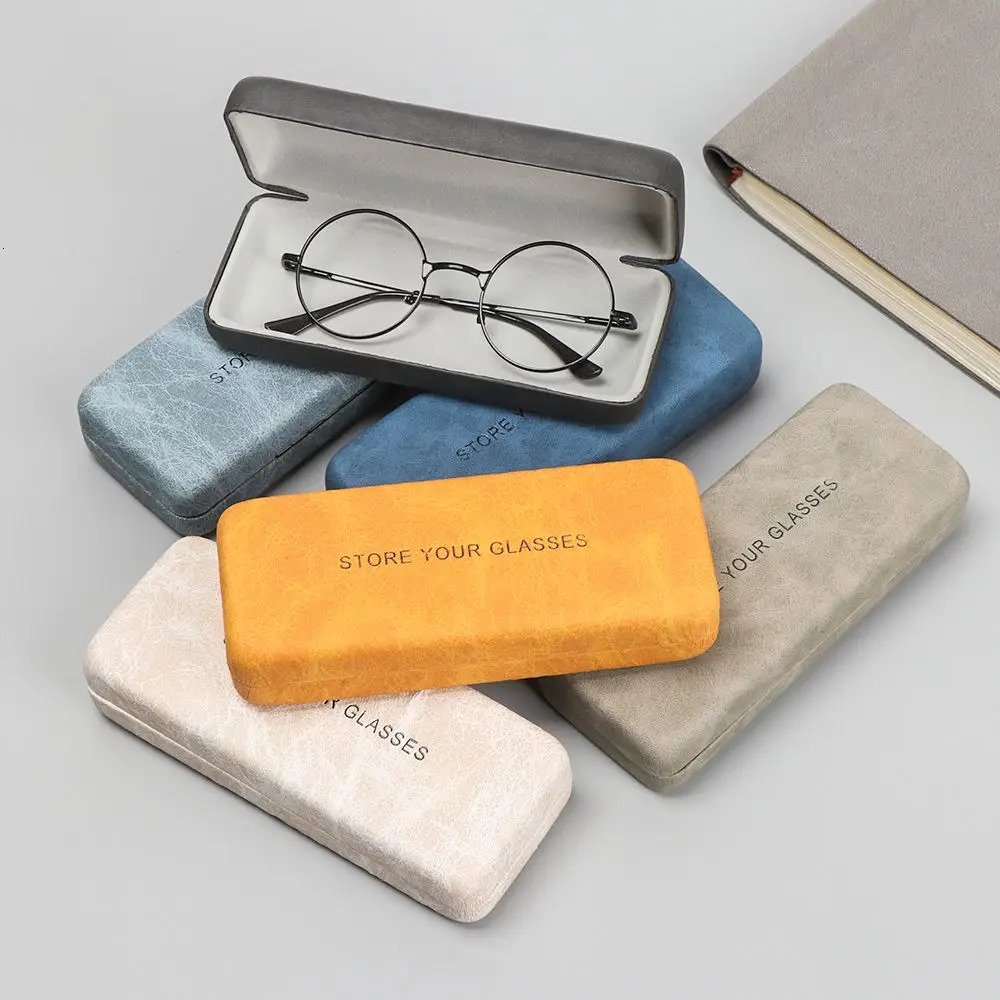 Men Women Portable Steel Leather Glasses Case Waterproof Hard Eyeglass Case Reading Glasses Box Spectacle Cases 250526