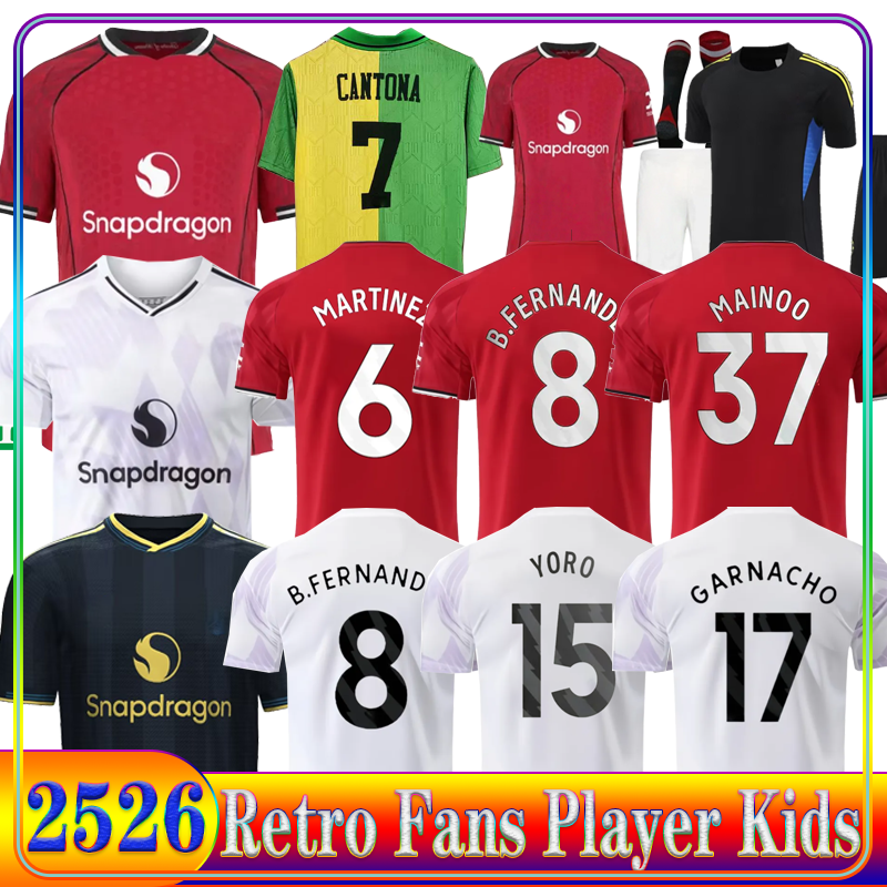 24 25 26 United Retro Soccer Jerseys GARNACHO HOJLUND MARTINEZ YORO football shirt B. FERNANDES Football Shirts men kids kits MAINOO ZIRKZEE AMAD training uniform