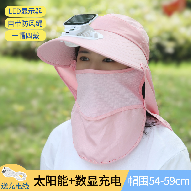 Designer's Sun Hatsummer Solar Powered Digital Display Charging Fan Hat For Men And Women Outdoor Garden Construction Site Greenhouse Sunshade UV
