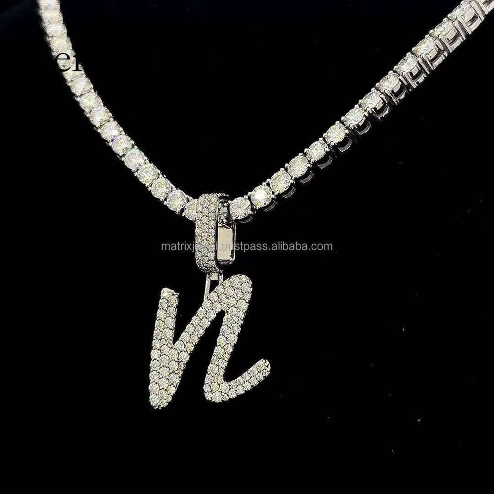 Single Letter Pendant VVS moissanite Studded dia premium quality Moissanite Dias elegant pendant