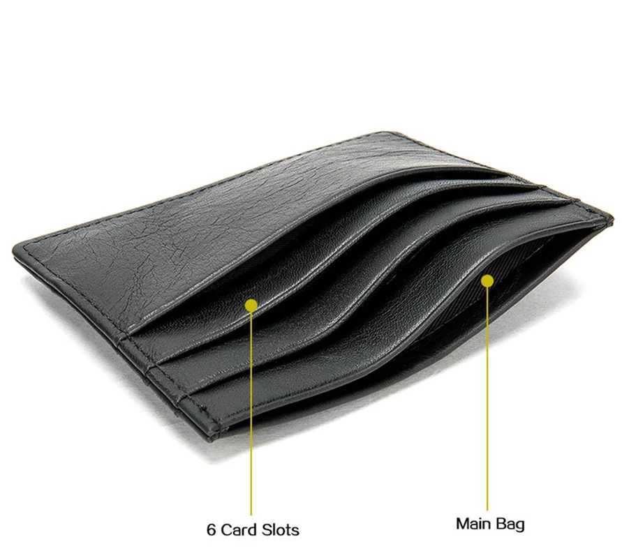 Genuine Cow Leather ID Card Holder Business Wallet With 7 Card Slots Slim Card Case Z250527