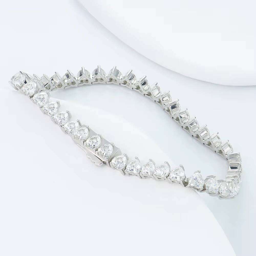 Yinhui Stone Tennis Chain Bracelet VVS1 Heart Shape Unisex Men's Jewelry Hip Hop Gift