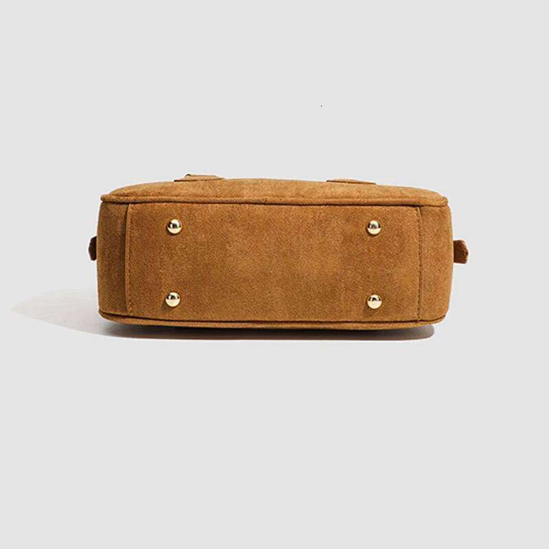 Faux Suede Boston Messenger Bags For Women Designer Handbag Purses 2024 New In Vintage Zipper Commute Shoulder Crossbody