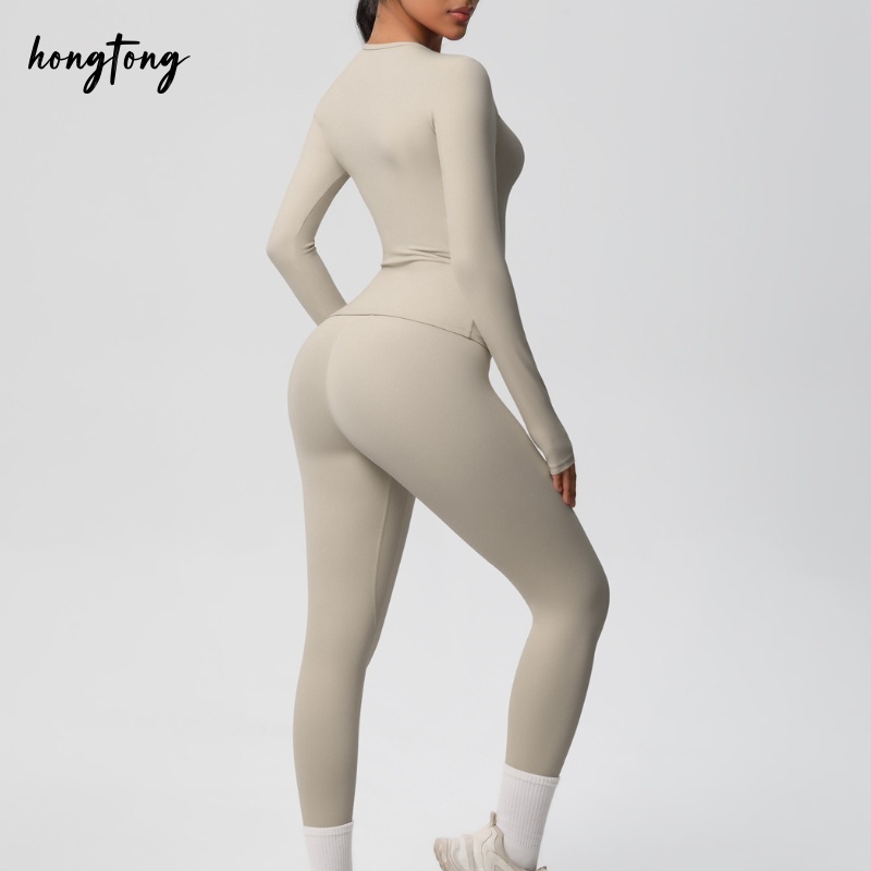 Workout sets woman elastic skinny long sleeve pants yoga set bodybuilding gym clothes outdoor running breathable moisture wicking quick dry active wea
