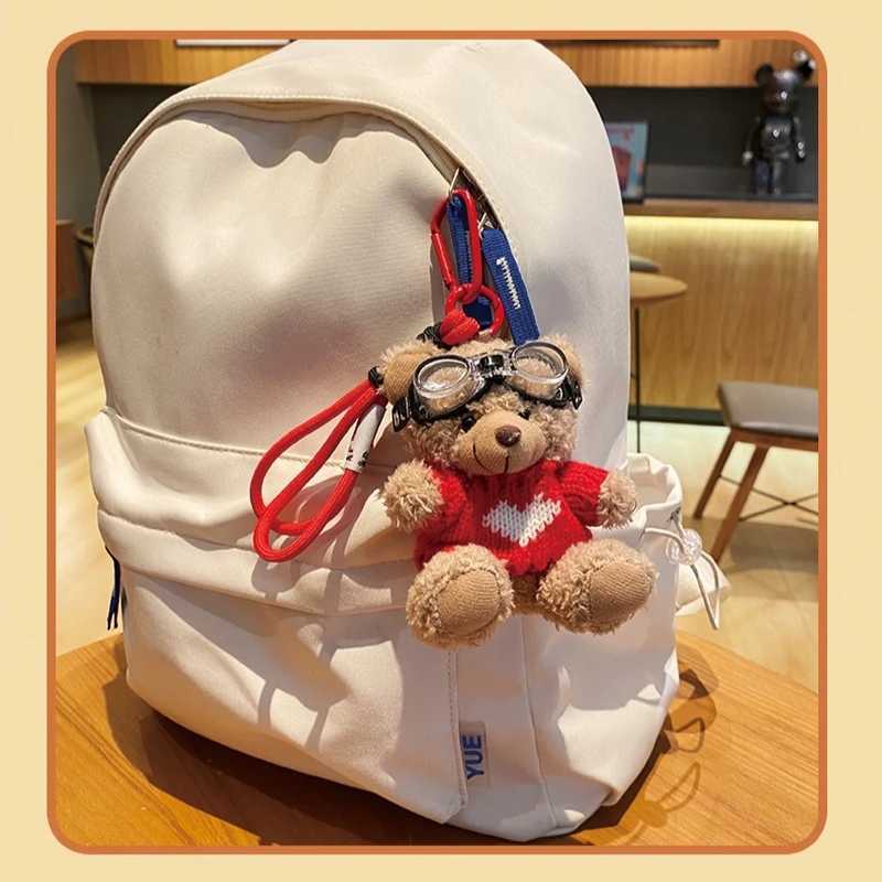 New Cartoon Plush Teddy Bear Doll Backpack Pendant Car Keychain MenS And WomenS High-End Cute Backpack Doll Hanging Chain Gift W250526