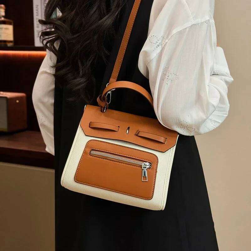Classic Vintage Crossbody Bag - Solid Color Tote For Women With Paris Designer Letter & Shopper Charm