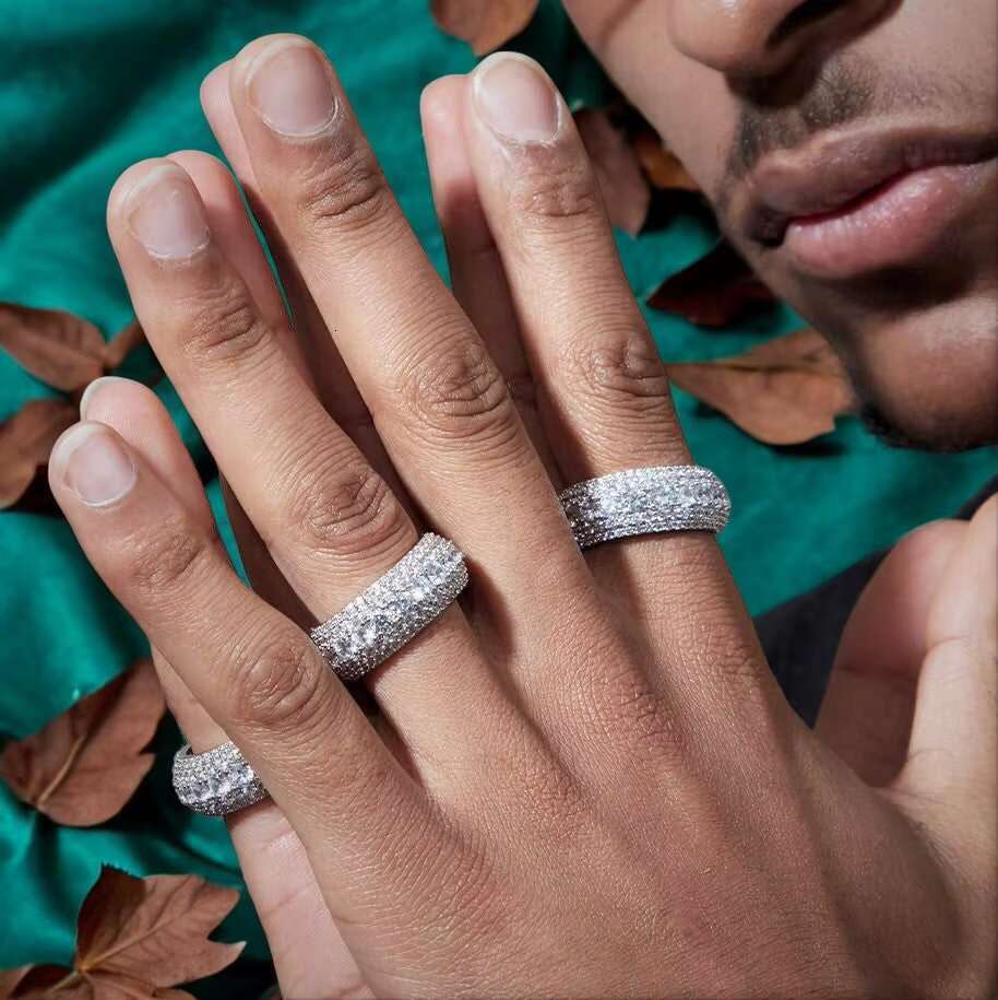 Hip Hop Fine Jewelry Rings Gold Iced Out VVS Moissanite Diamond Silver 10K 14K Plated Men CLASSIC 925 Sterling Silver Ring