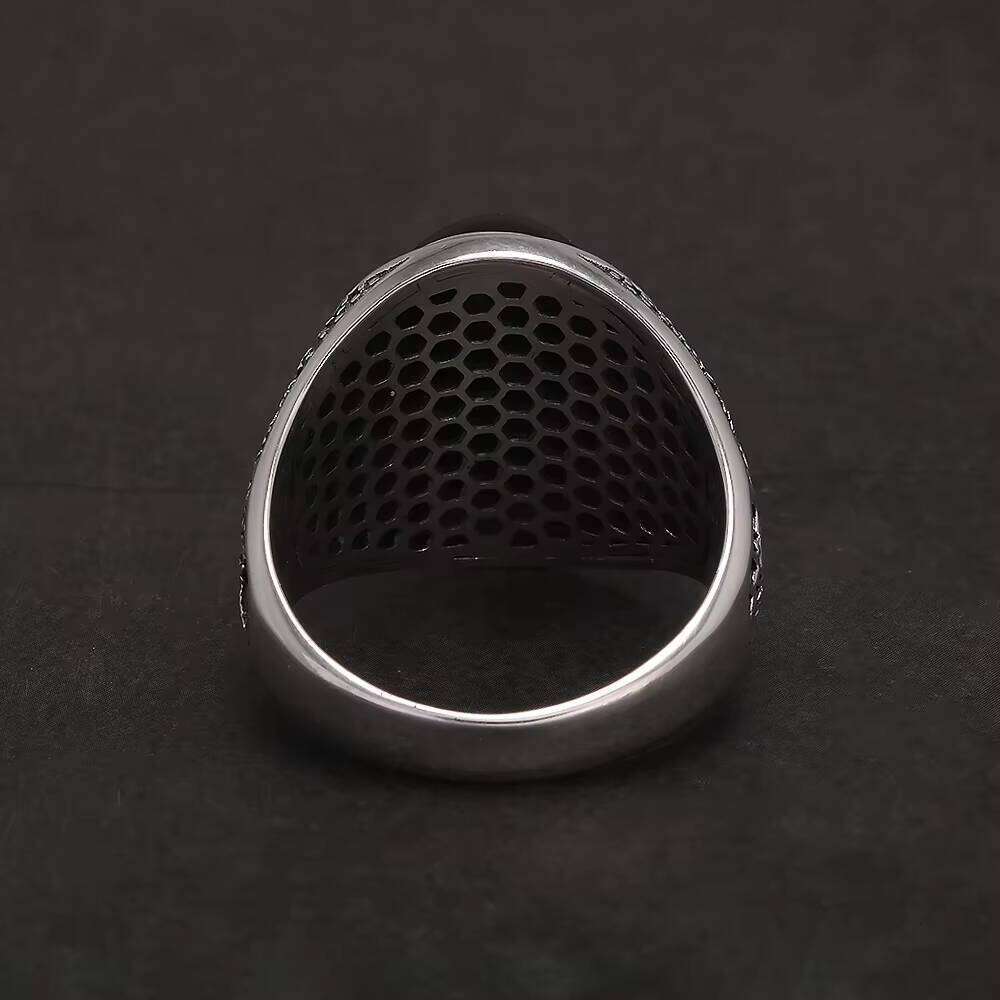 Sterling Sier Natural Golden Obsidian Ring for Men Engraved Tree Authentic Gemstone Turkish Rings Vintage Female Jewelry
