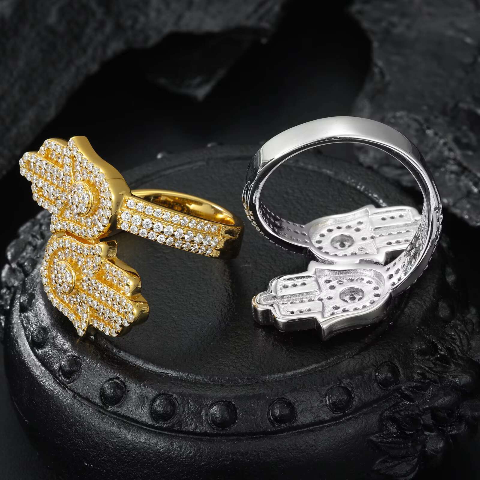 Fashion Mens Jewelry Gift Hip Hop 925 Sterling Silver VVS Mossanite Diamond Iced Out Hamsa Hand Ring With Certificate