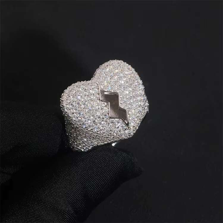 Hip Hop Jewelry Luxury 14K Gold Plated Solid 925 Sterling Silver Heart Style Iced Out Paved 5Ct MenS Moissanite Nose Ring