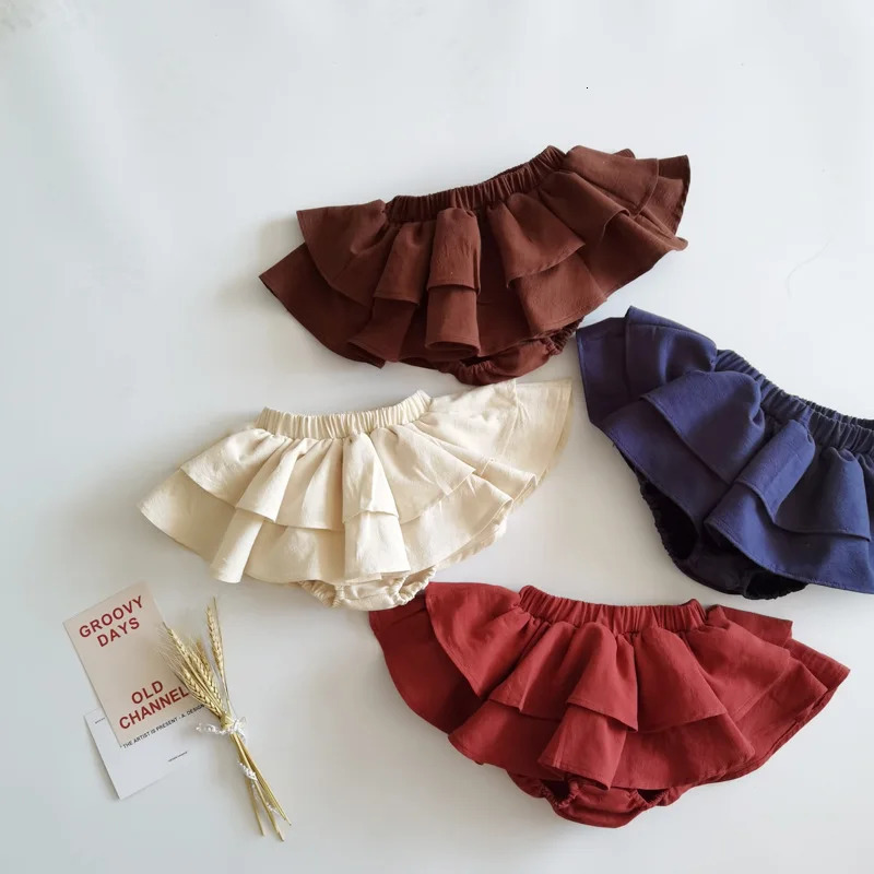 Double Layers Ruffles Lace Baby Skirt Pants Summer Cotton Linen Kids Pettiskirt Toddler Dancing Wedding Clothing Tutu 250527