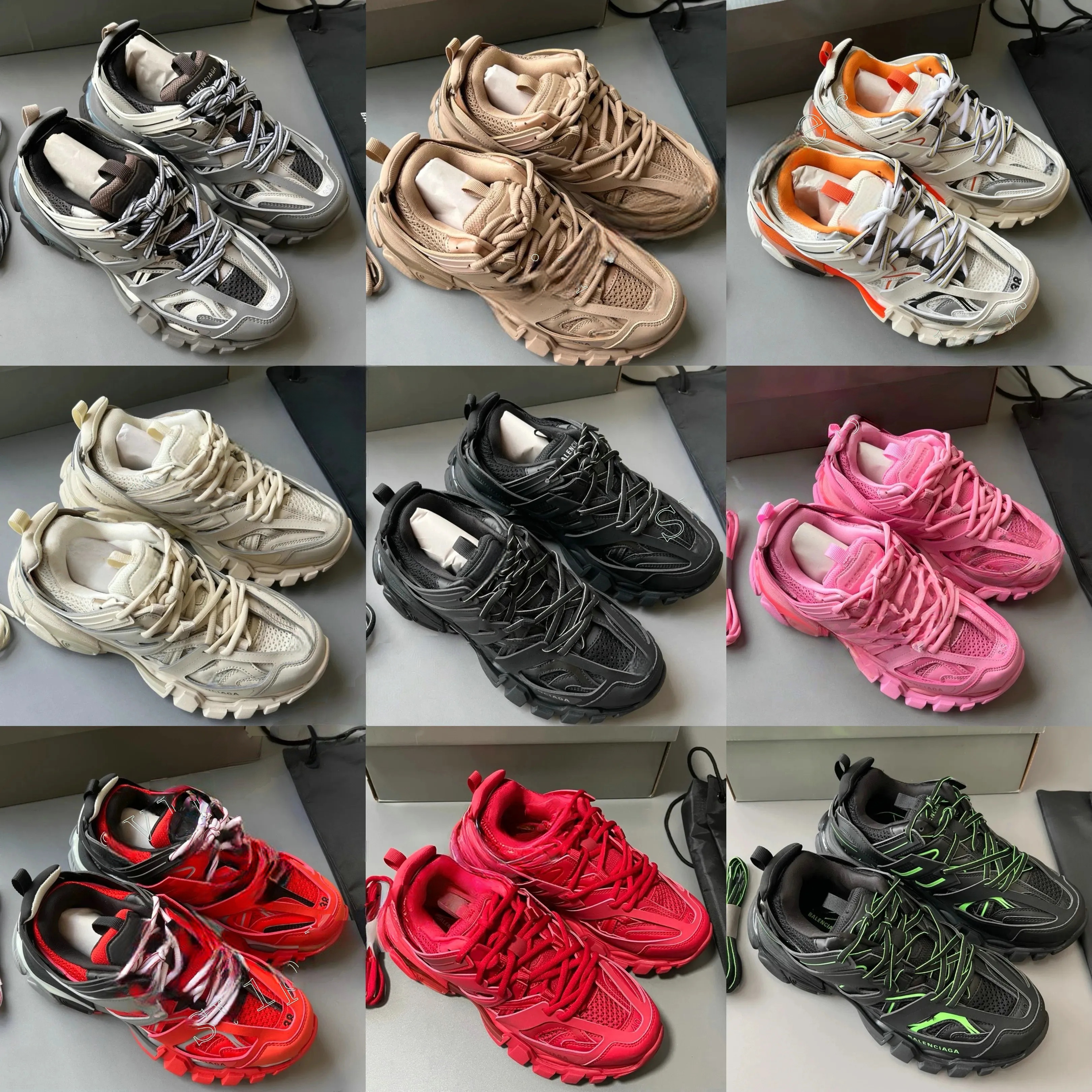 Designer Men Women Casual Shoes Track 3.0 7.0 7.5 Paris Triple White Black Pink Grey Beige Sneakers Gomma Leather Nylon Printed Platform 35-46