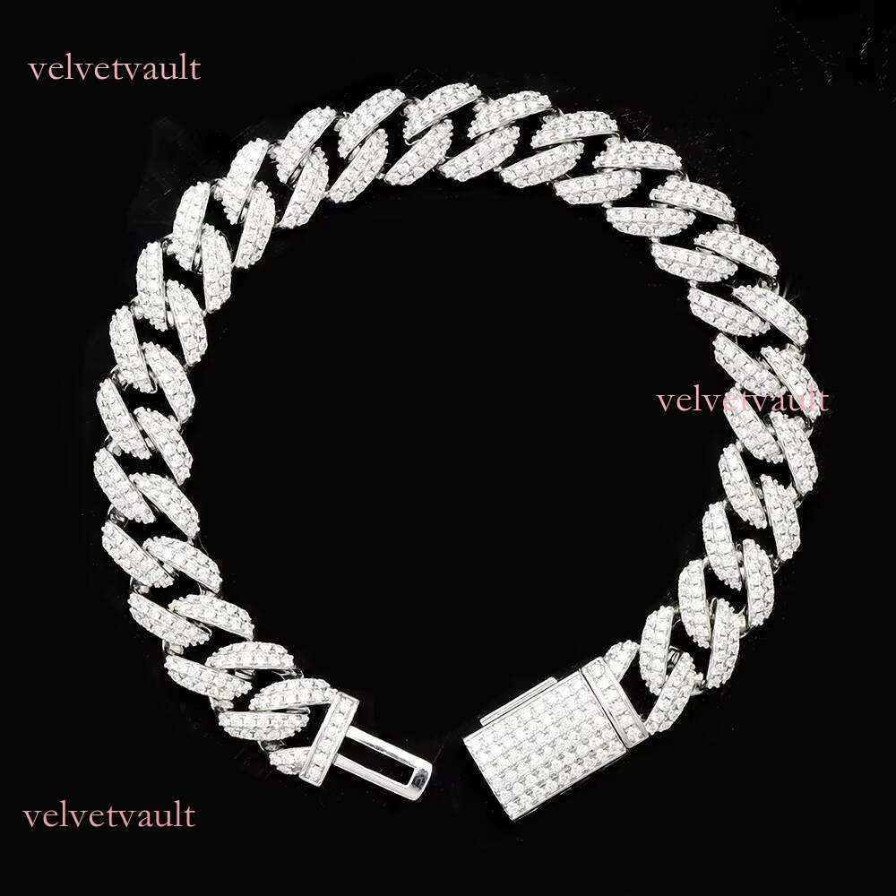 Sier VVS Moissanite Chain Iced Out Hip Hop Cuban Bracelet Jewelry Bangle with GRA Certificate