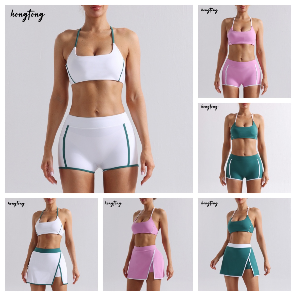 Yoga outfits set gym sets sports bra women shorts athletic clothes outdoor sports running skinny elastic quick dry skirt versatile tennis dress size s