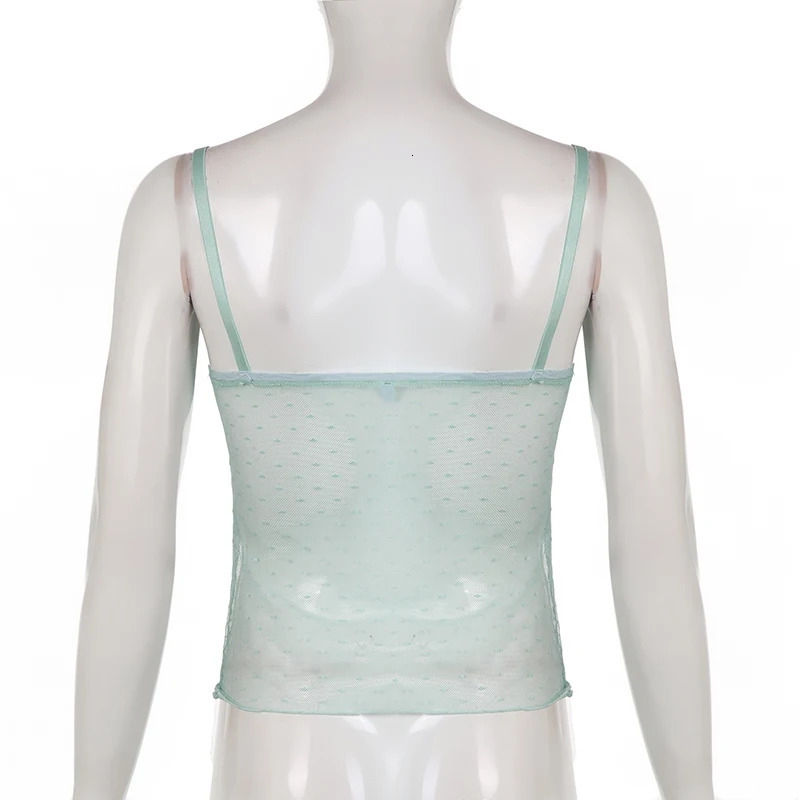 Darlingaga Y2K Frill Lace Trim Strap Mesh Top Camisole Retro Fashion Sexy Summer Crop Tops Female See Through Aesthetic Clothes 250523