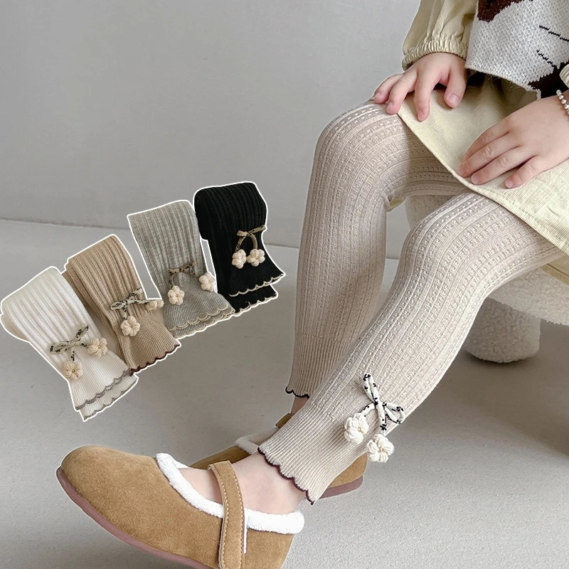 Spring Autumn Baby Floral Pants born Girl Leggings Striped Cotton Princess Kids Children School Uniform Tights 250527